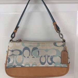 Coach, Signature Logo Cream and Blue Mini Bag